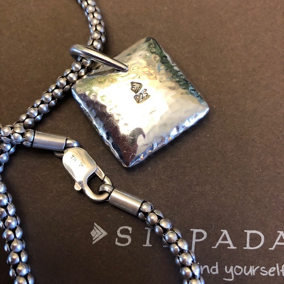 Silpada S1118 Square Pillow Sterling Silver Pendant Popcorn Necklace N1106 - Picture 9 of 15